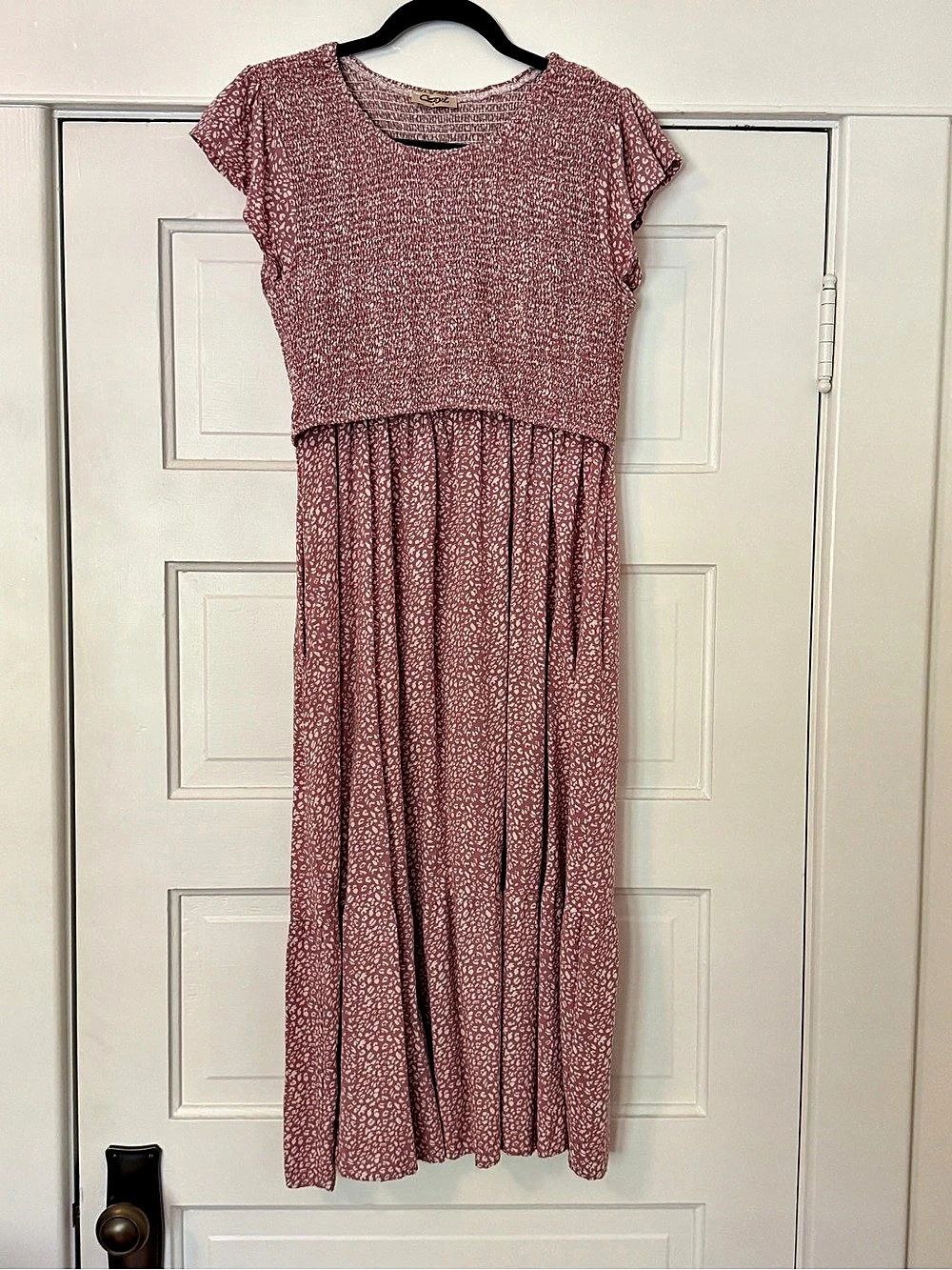 Maternity Floral Midi Dress in Pink